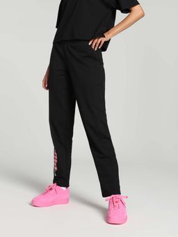 Puma - Ess Leg Graphic Print Women Black Trackpants
