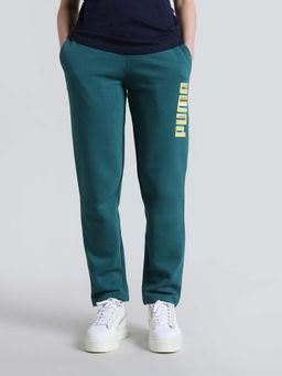 Puma - Ess Graphic Print Women Green Trackpants