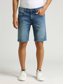 Pepe Jeans - Blue Chinox Regular Fit Mid Waist Denim Shorts
