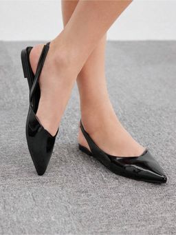 Perca - Women Black Midnight Gloss Slingback Sandals