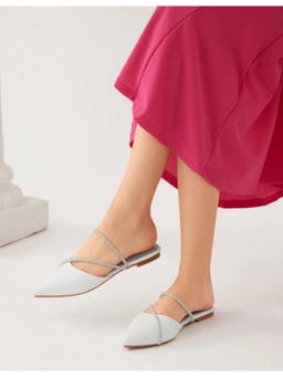 Perca - Women White Crystal Mules