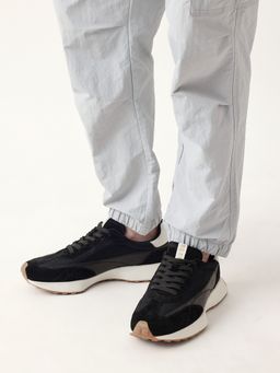 The Bear House - Men Black Solid Leather Lace-Up Sneakers