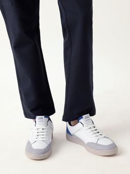 The Bear House - Men White Solid Leather Lace-Up Sneakers