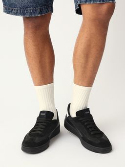 The Bear House - Men Black Suede Lace-Up Sneakers