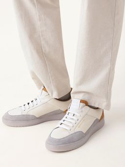 The Bear House - Men White Solid Leather Lace-Up Sneakers