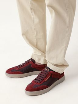 The Bear House - Men Maroon Suede Lace-Up Sneakers