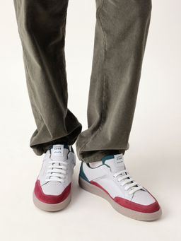 The Bear House - Men Red Solid Leather Lace-Up Sneakers