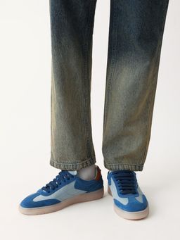 The Bear House - Men Blue Suede Lace-Up Sneakers