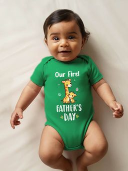 Zeezeezoo - Fathers Day 100% Cotton Our First Fathers Day Printed Onesie