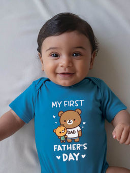 Zeezeezoo - Fathers Day 100% Cotton My First Fathers Day Printed Onesie