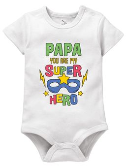 Zeezeezoo - Fathers Day 100% Cotton Papas You Are My Super Hero Printed Onesie