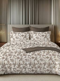 House of Owlet - Brown 144TC 100% Cotton Superking Bedsheet with 2 Pillow Covers