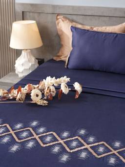 House of Owlet - Royal Navy 300TC Super king Bedsheet With 2 Pillow Covers
