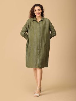 The Mom Store - Olive Self Design Oversized Maternity Dress
