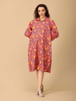 The Mom Store - Pink Printed Oversized Maternity Dress