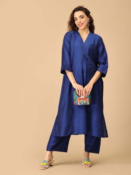 The Mom Store - Blue Solid Maternity Kurta with Pant (Set of 2)