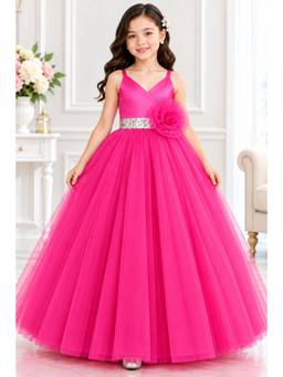 Toy Balloon Kids - Girls Fuschia Pink Party Wear Dress