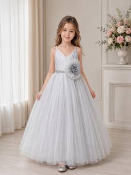 Toy Balloon Kids - Girls Grey Party Wear Dress