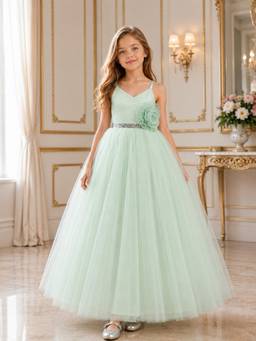 Toy Balloon Kids - Girls Light Green Party Wear Dress