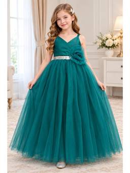 Toy Balloon Kids - Girls Rama Green Party Wear Dress