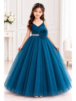 Toy Balloon Kids - Girls Teal Blue Party Wear Dress
