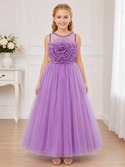 Toy Balloon Kids - Girls Lavender Party Wear Gown Dress