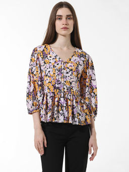 ONLY - Lavender Printed Peplum Top