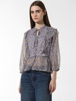 ONLY - Purple Floral Print Top