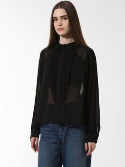 ONLY - Black Ruffle Detail Shirt