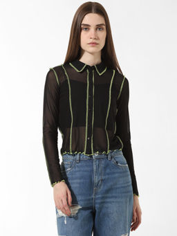 ONLY - Black Contrast Tipping Mesh Shirt