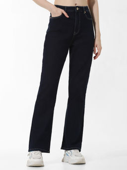 ONLY - Navy Blue Mid Rise Paola Wide Jeans
