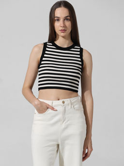 ONLY - Black Striped Knit Top