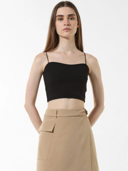 ONLY - Black Ribbed Bandeau Top