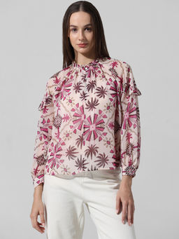 ONLY - Frill-Trimmed Printed Top