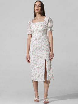 ONLY - White Floral Midi Dress