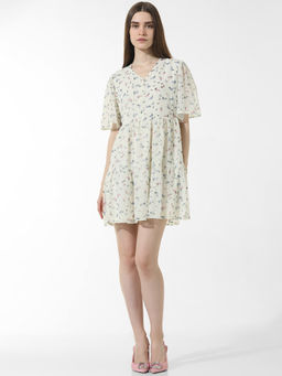 ONLY - Off White Floral Textured Dress
