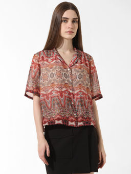 ONLY - Brown Abstract Print Shirt