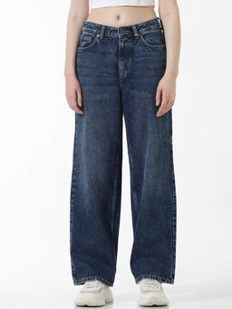 ONLY - Dark Blue Mid Rise Carpenter Jeans