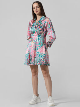 ONLY - Multi-Color Print Satin Dress