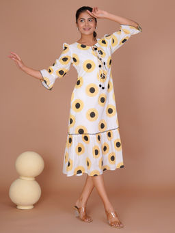 Aruma - Sunflower Polka Midi Dress