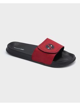 Bewakoof - Men's Black No Good Deadpool Printed Velcro Sliders