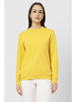 Van Heusen - Women Yellow Solid Round Neck Sweatshirt