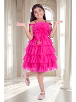 TINY GIRL - Barbie Triple Layered Dress- Hot Pink