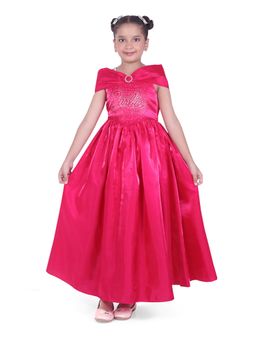 TINY GIRL - Barbie Off Shoulder Dimond Detailed Dress- Hot Pink
