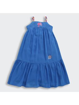 TINY GIRL - Sleeveless Solid Barbie Dress- Blue