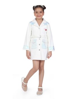 TINY GIRL - White Full Sleeves Dress with Belt