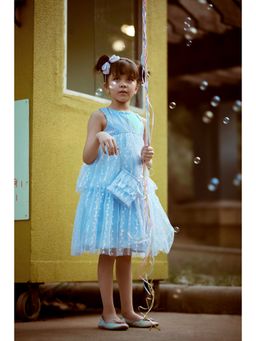TINY GIRL - Sleeveless Sequence Detailed Dress- Blue