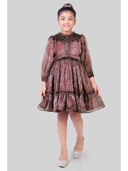 TINY GIRL - Floral Printed Dress- Maroon