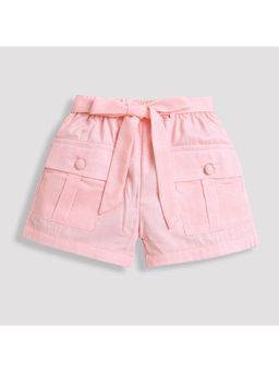 TINY GIRL - Peach Stripe Printed Shorts with Belt