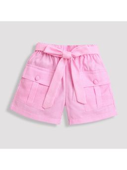 TINY GIRL - Pink Stripe Printed Shorts with Belt